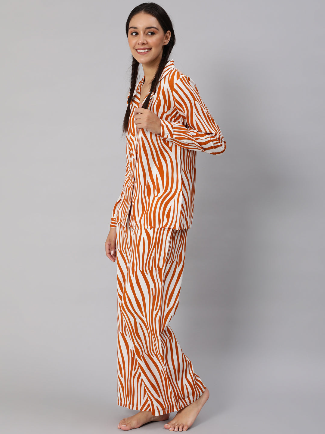 Women's Orange Animal Printed Co ord Set