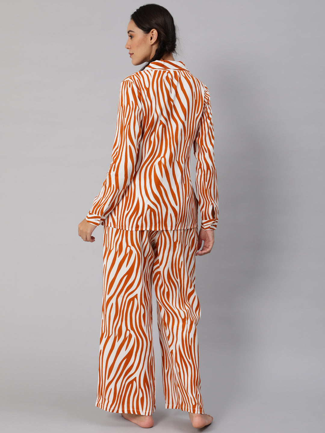 Women's Orange Animal Printed Co ord Set