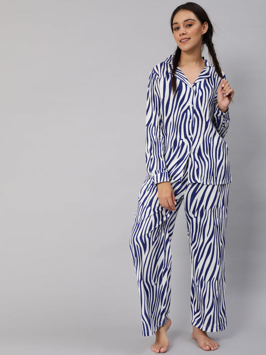Women's Blue Animal Printed Co Ord Set