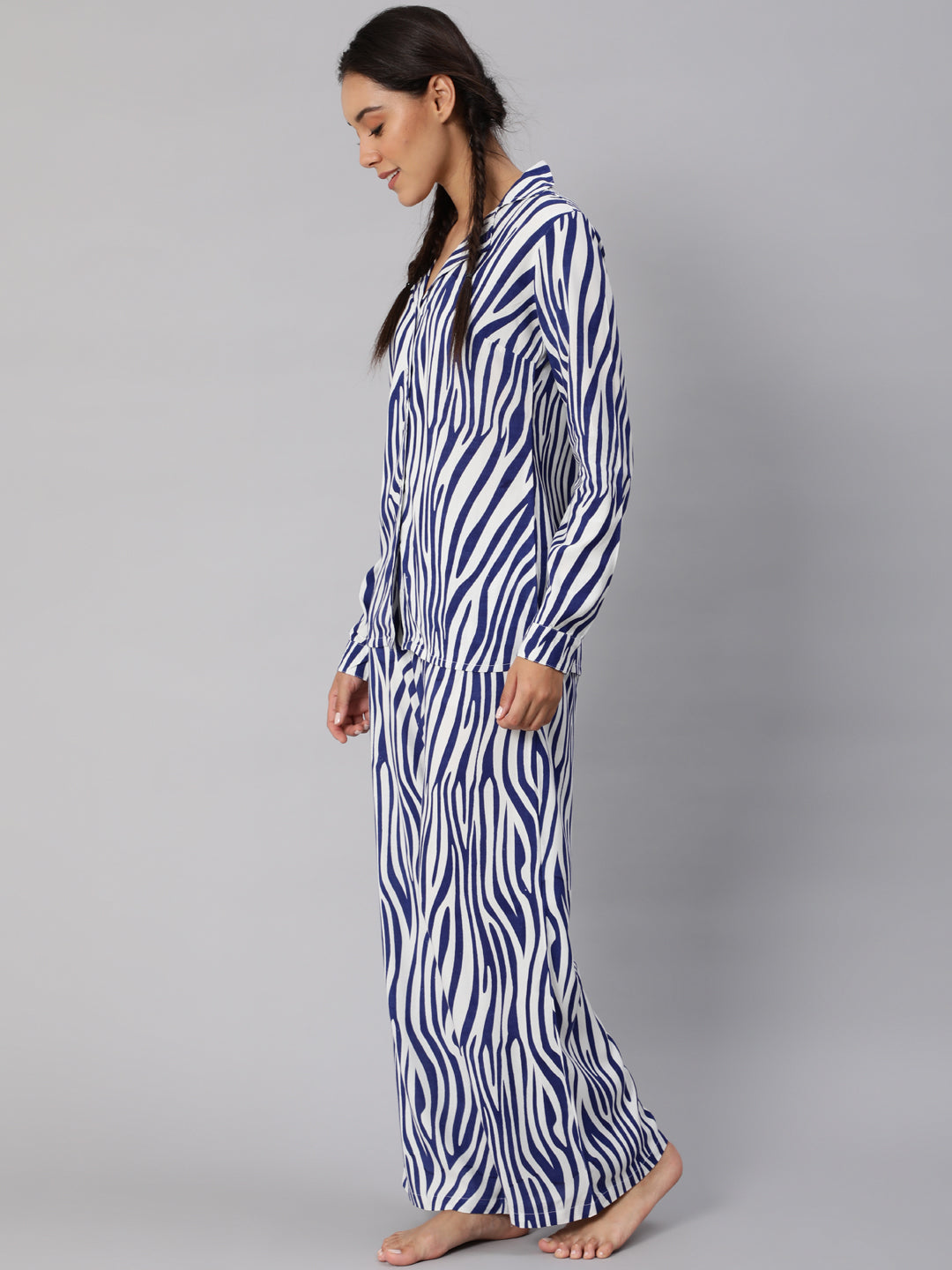 Women's Blue Animal Printed Co Ord Set