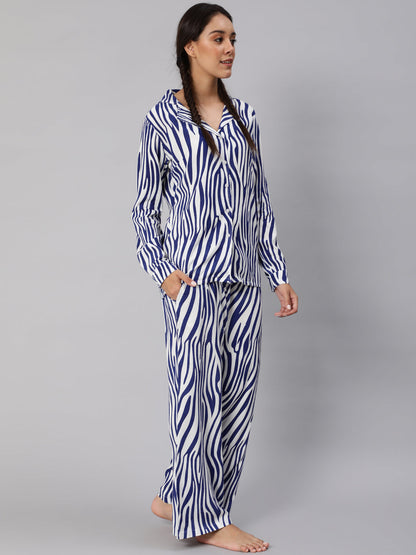 Women's Blue Animal Printed Co Ord Set