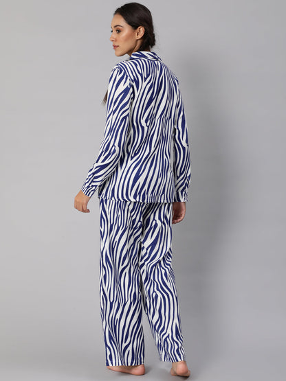 Women's Blue Animal Printed Co Ord Set