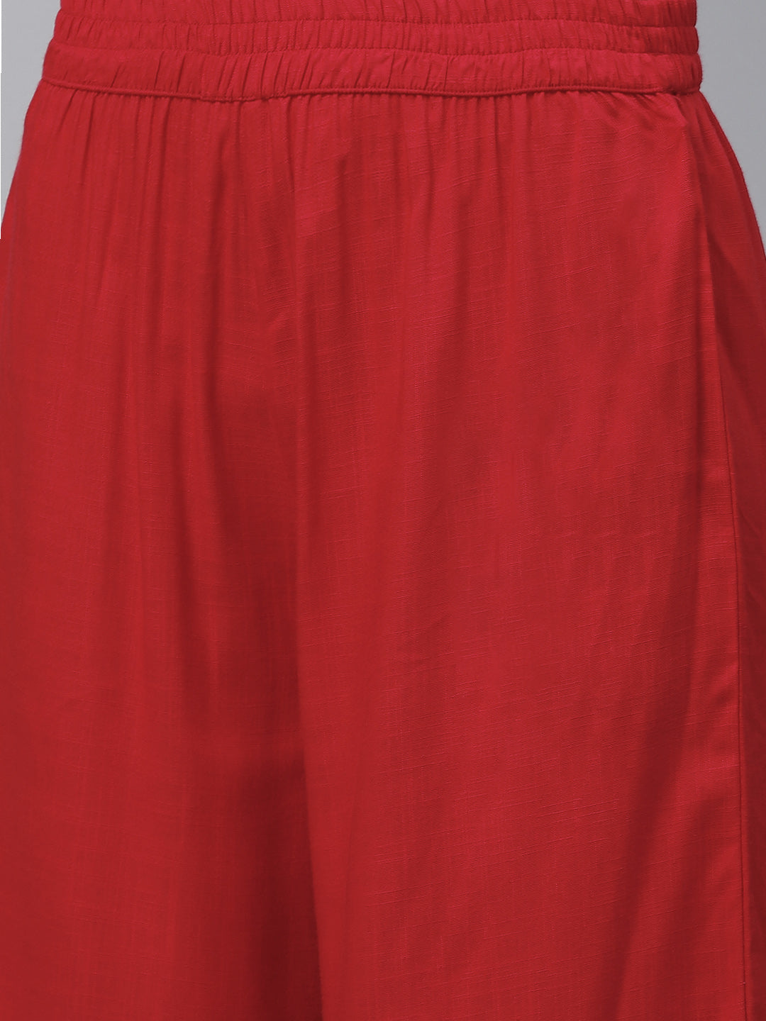 Women's Red Gold Print Kurta With Palazzo