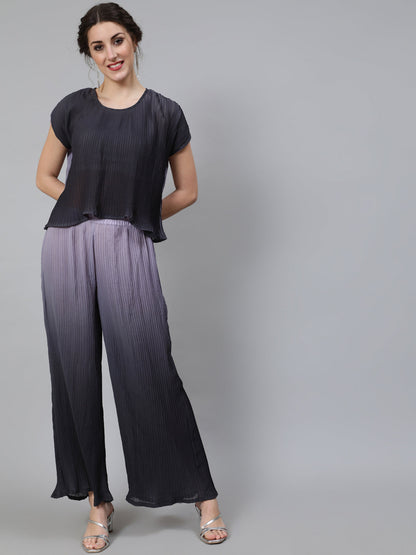 Women's Grey Ombre Pleated Co Ord Set