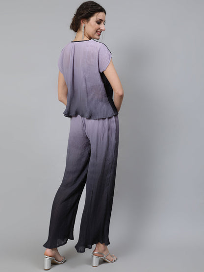 Women's Grey Ombre Pleated Co Ord Set