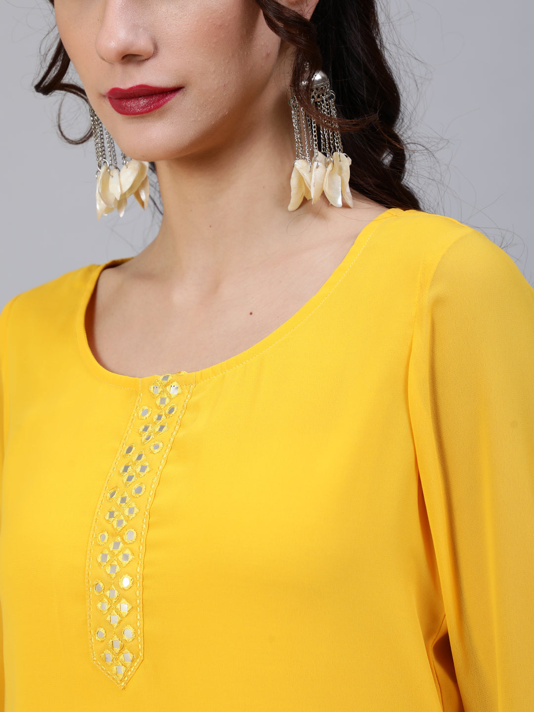 Women's Yellow Leheriya Print Kurta Sharara With Dupatta