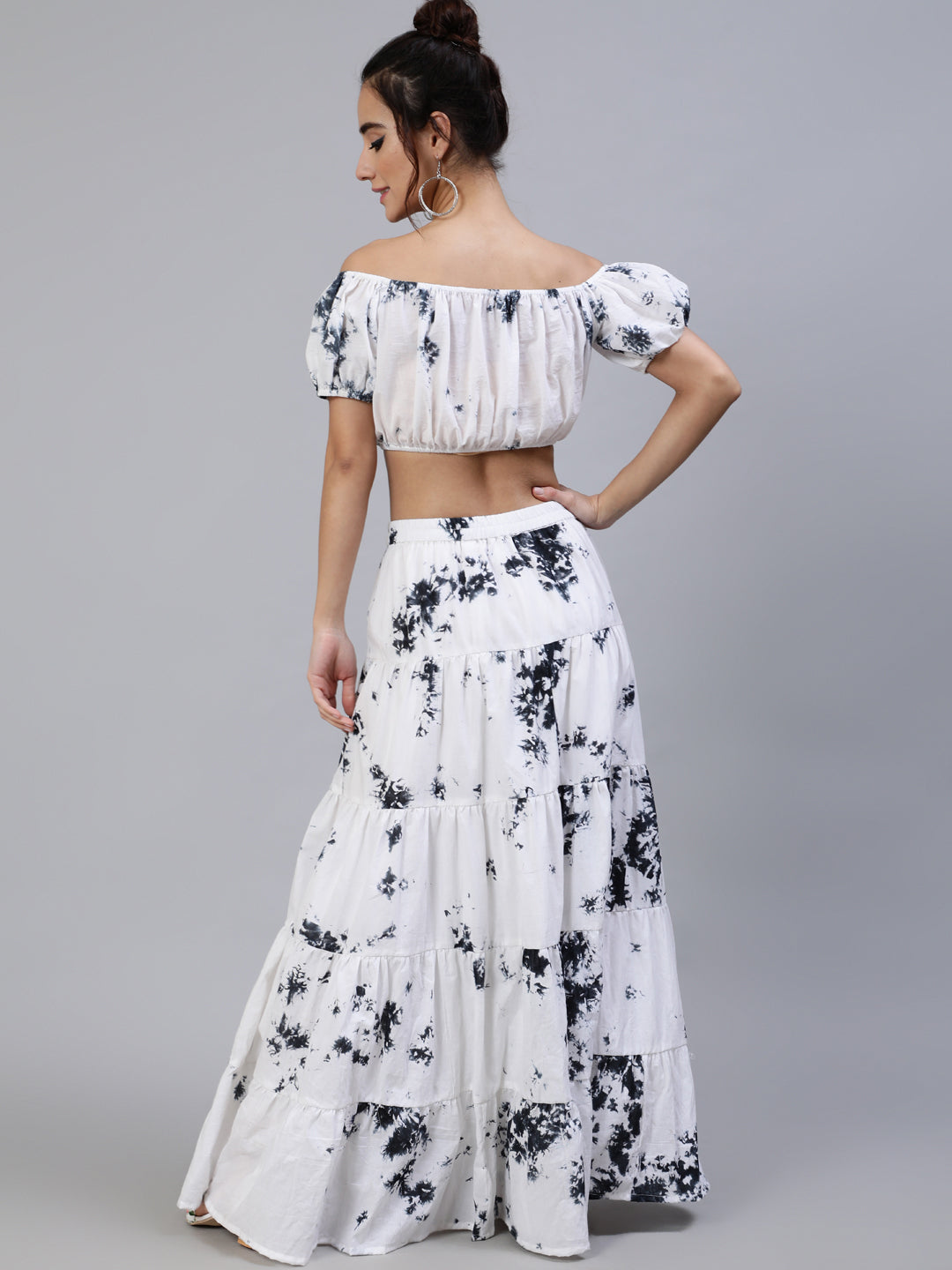 Women's Black & White Tie-Dye Co Ord  Set