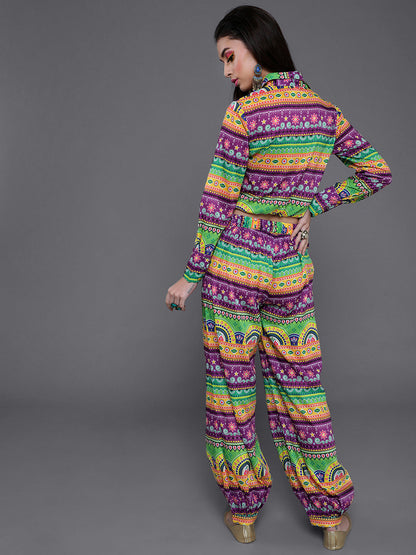 Women's Multicolor Truck Art Co Ord Set with Afgani pants