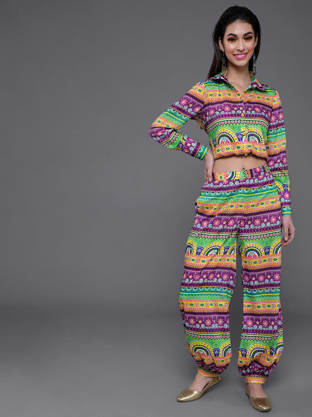 Women's Multicolor Truck Art Co Ord Set with Afgani pants