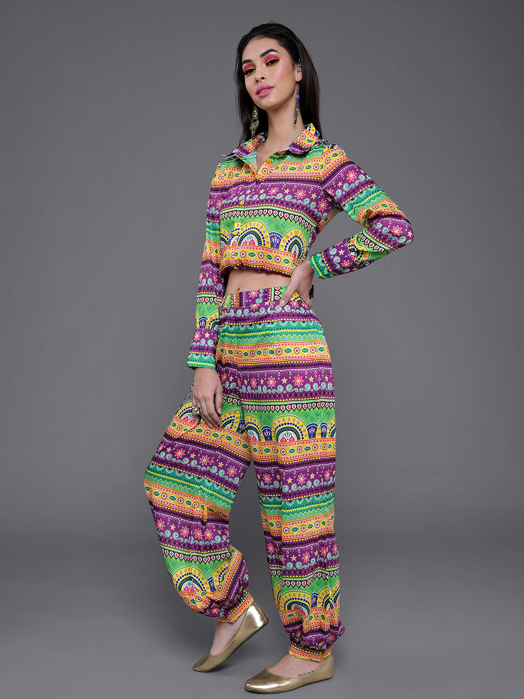 Women's Multicolor Truck Art Co Ord Set with Afgani pants