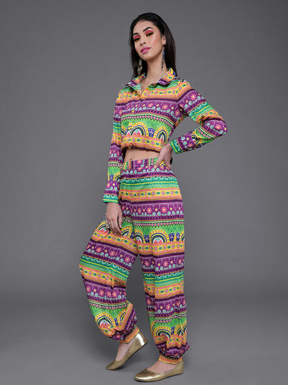 Women's Multicolor Truck Art Co Ord Set with Afgani pants
