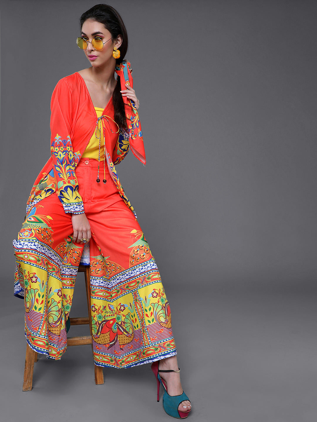 Women's Orange Truck Art Co Ord Set With Jacket