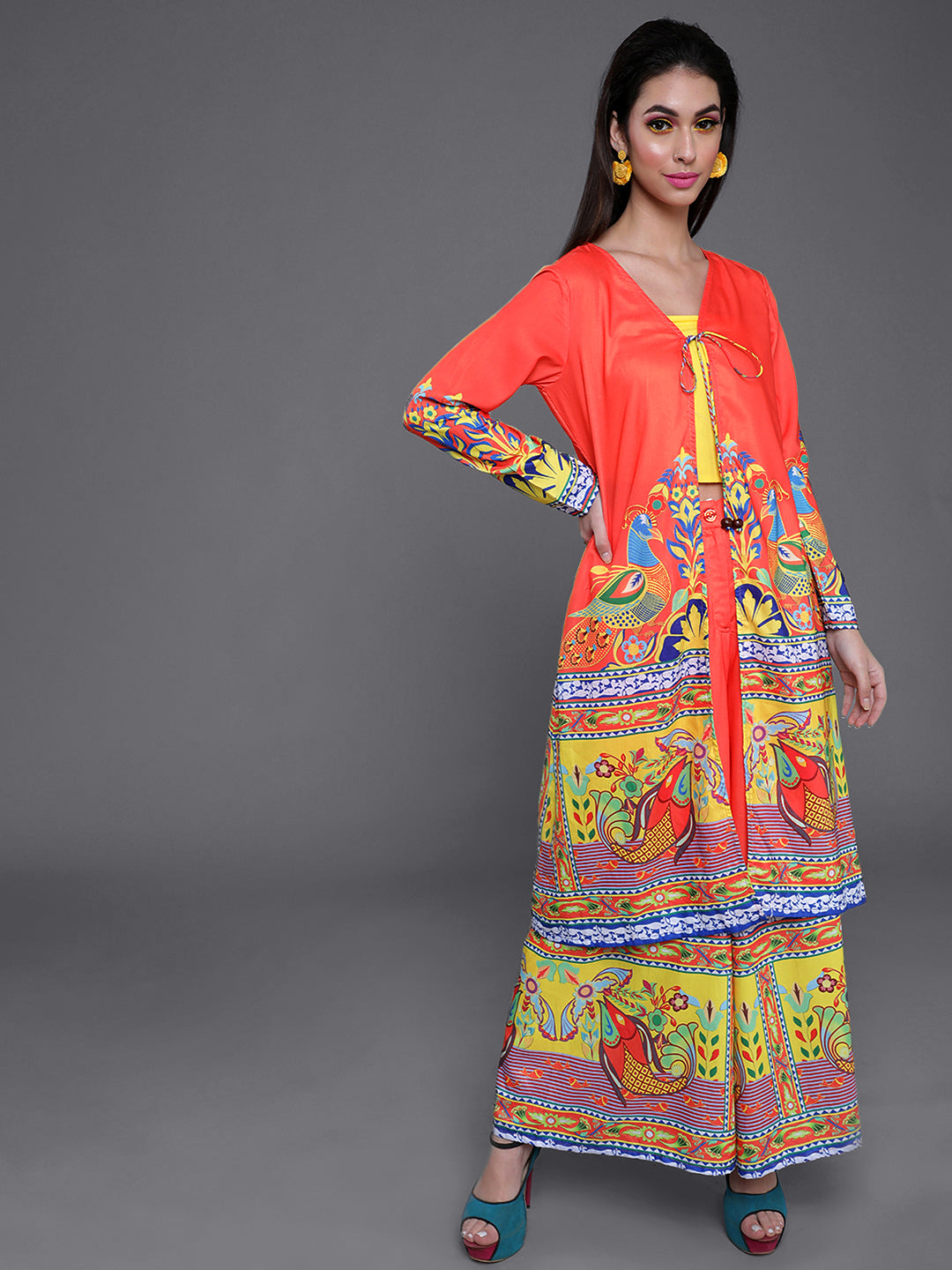 Women's Orange Truck Art Co Ord Set With Jacket