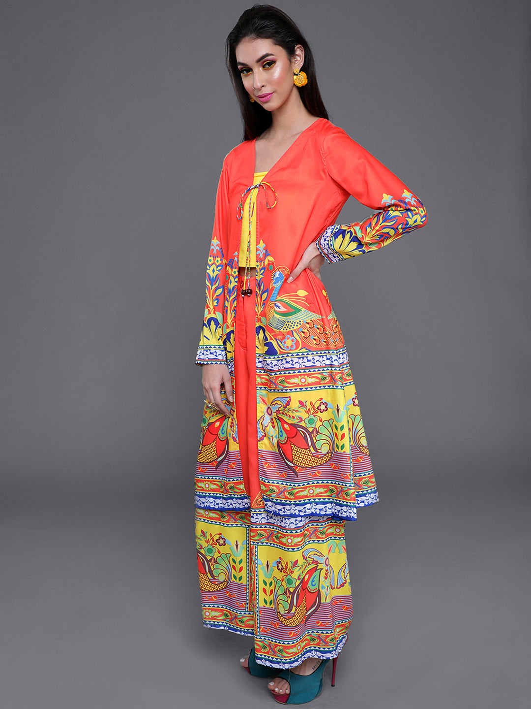 Women's Orange Truck Art Co Ord Set With Jacket