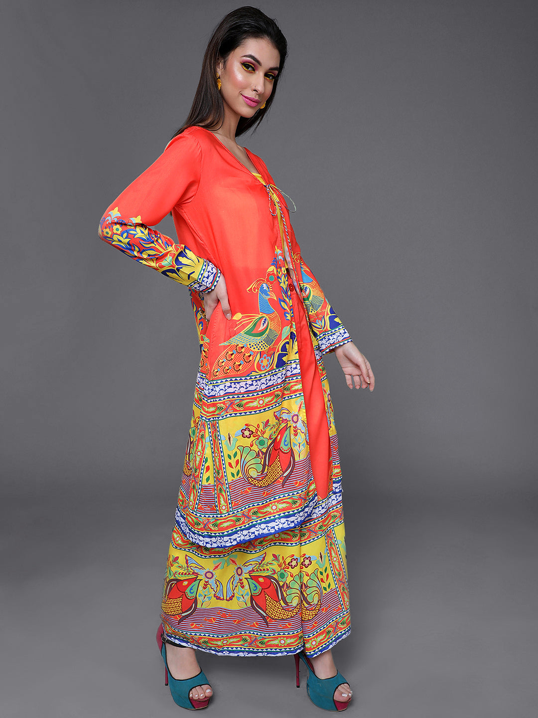 Women's Orange Truck Art Co Ord Set With Jacket