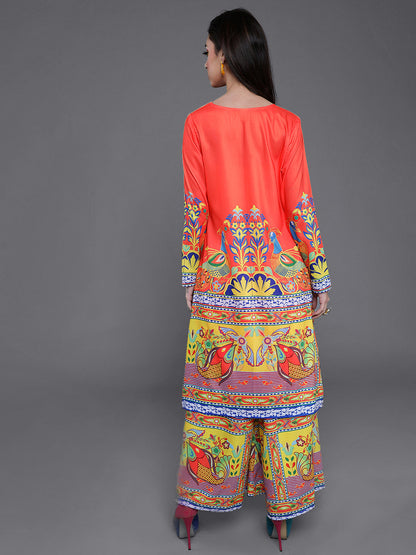 Women's Orange Truck Art Co Ord Set With Jacket