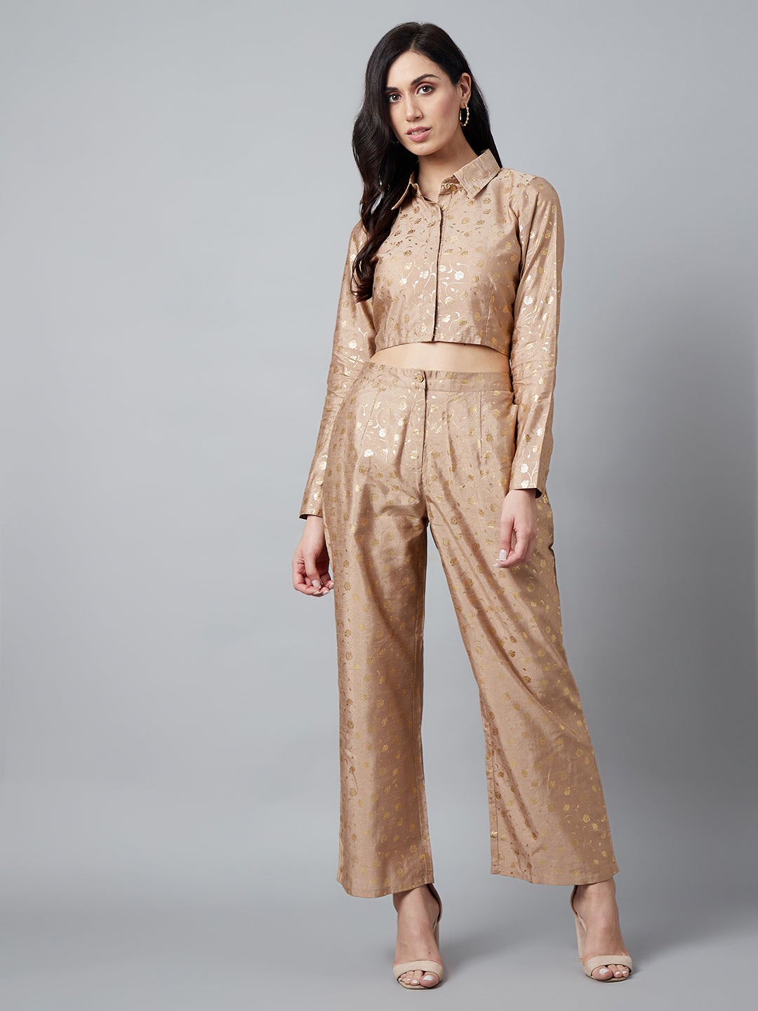 Women's Gold Foil Printed Co Ord Set