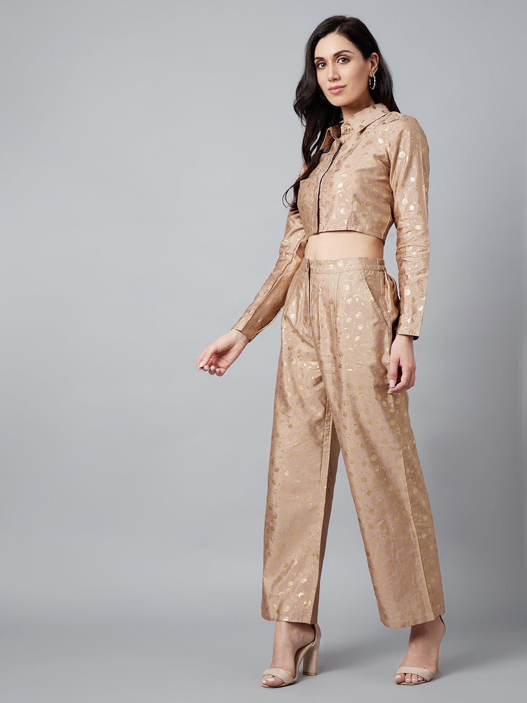 Women's Gold Foil Printed Co Ord Set