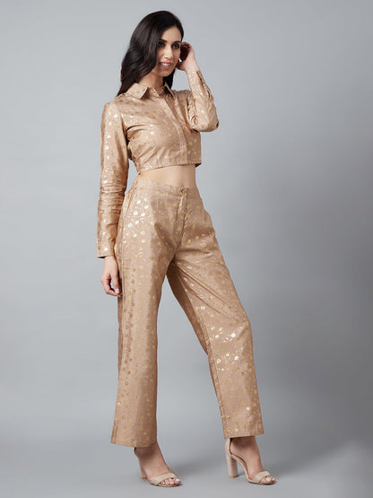 Women's Gold Foil Printed Co Ord Set