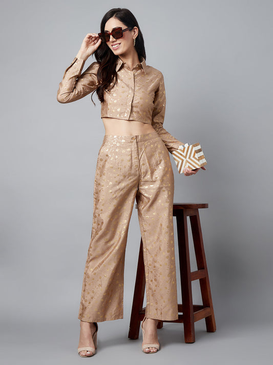 Women's Gold Foil Printed Co Ord Set