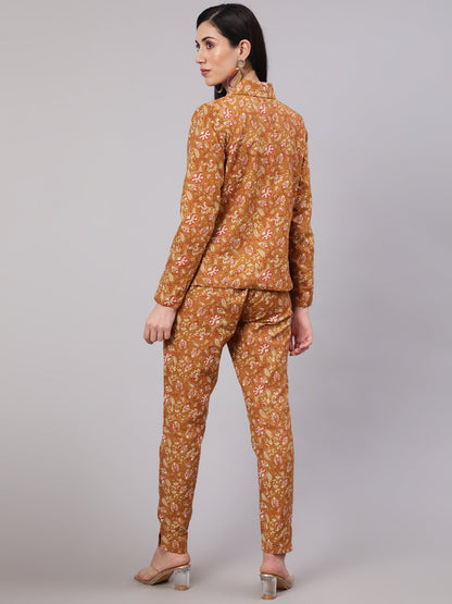 Women's Mustard Floral Kantha Co Ord Set