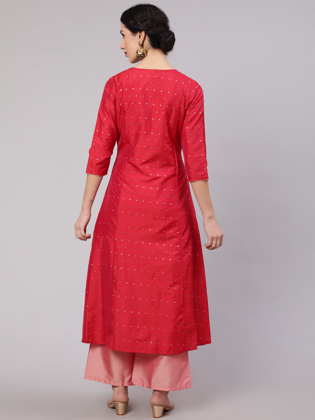 Women's Pink Co Ord Set With Red Jacket