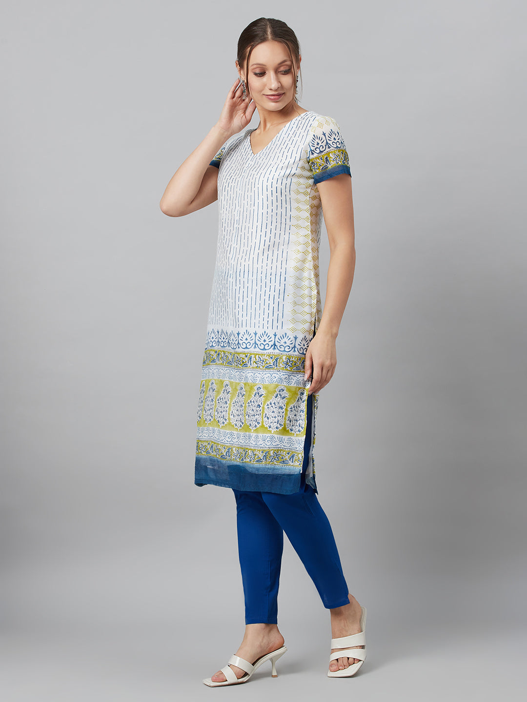 Women's White Printed Kurta Pant With Dupatta