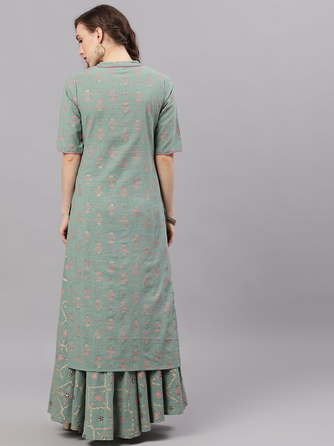 Women's Green Straight Button Down Kurta