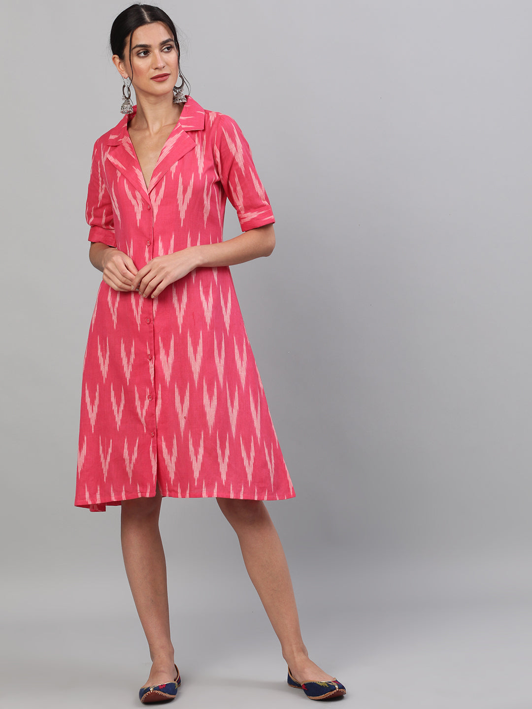 Women's Pink Ikat Design Dress