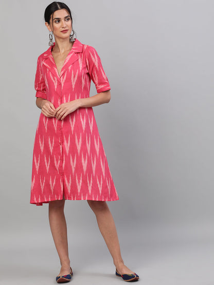 Women's Pink Ikat Design Dress