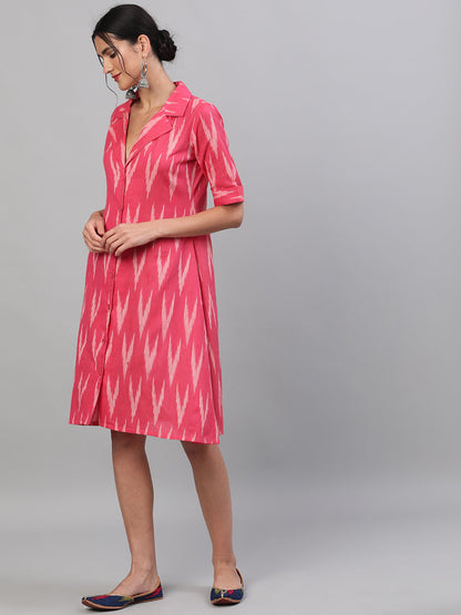 Women's Pink Ikat Design Dress