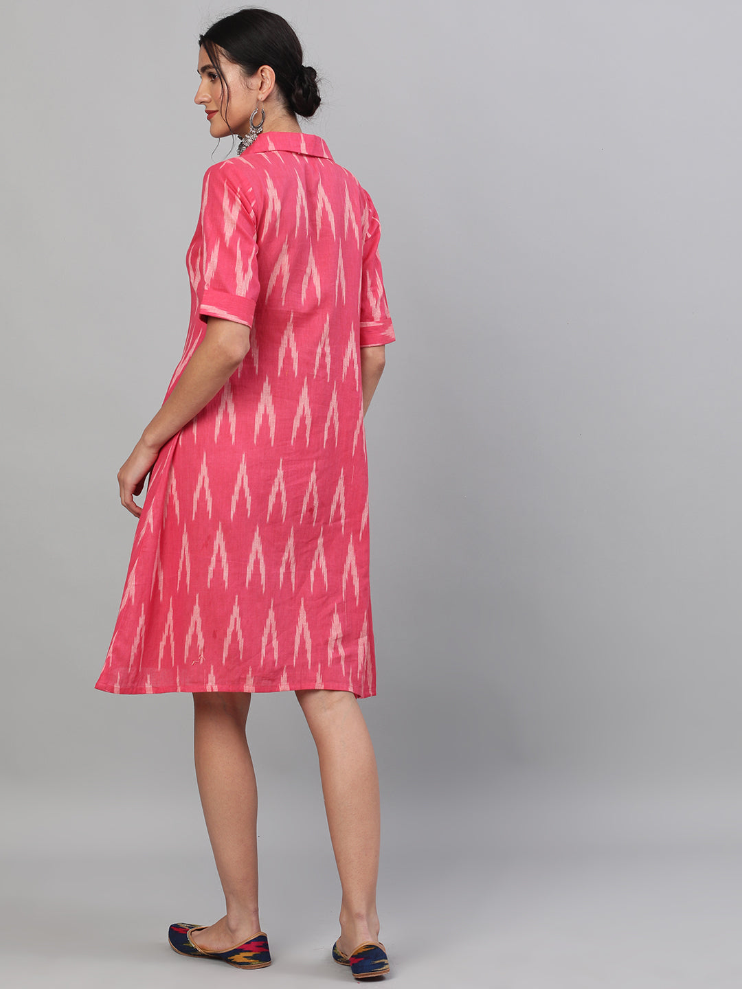 Women's Pink Ikat Design Dress