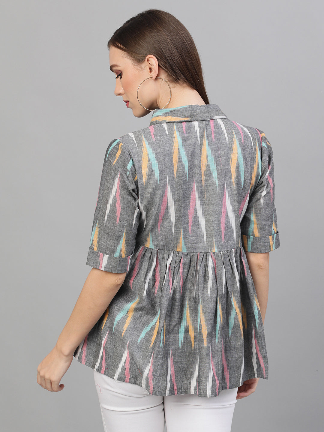 Women's Grey Ikat Design Tunic