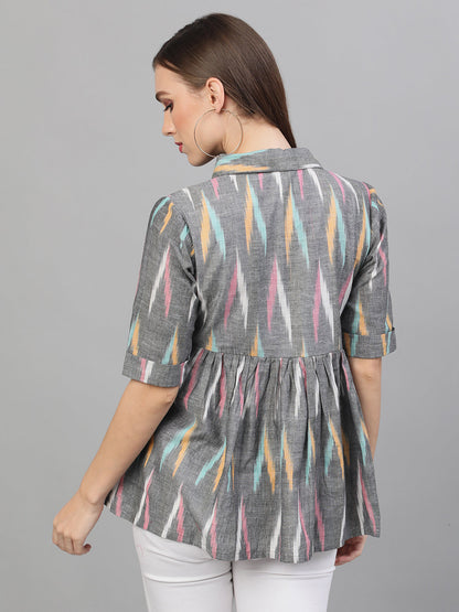 Women's Grey Ikat Design Tunic
