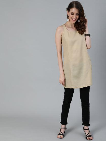 Women's Beige Seven Chakras Block Print Tunic