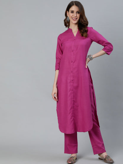 Women's Magenta Straight Kurta