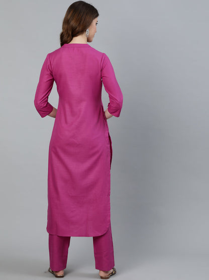 Women's Magenta Straight Kurta
