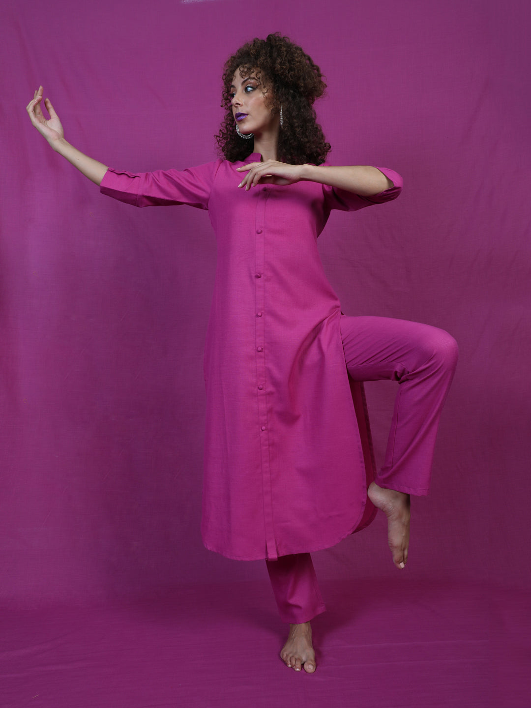 Women's Magenta Straight Kurta