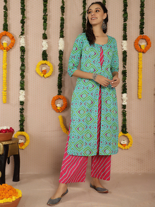 Women's Blue Bandhani Print Kurta