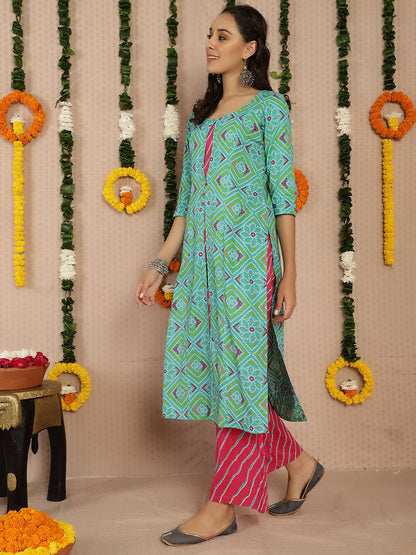 Women's Blue Bandhani Print Kurta