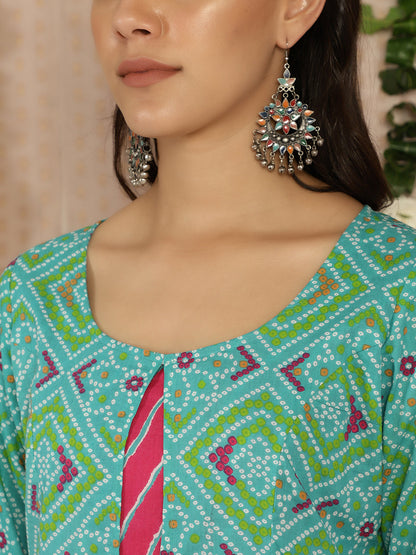 Women's Blue Bandhani Print Kurta