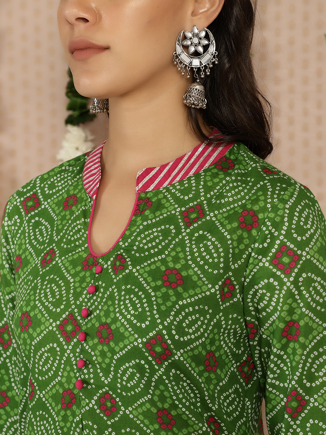 Women's Green Bandhani Print Kurta