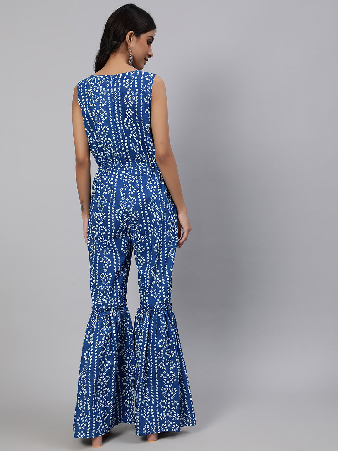 Women's Blue Bandhani Print Jumpsuit