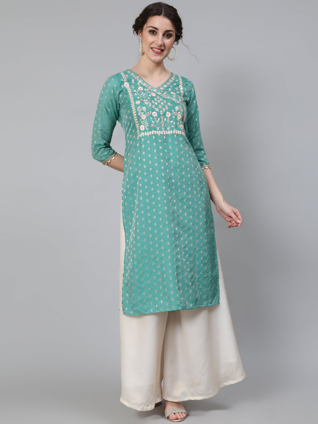 Women's Green Embroidered Kurta