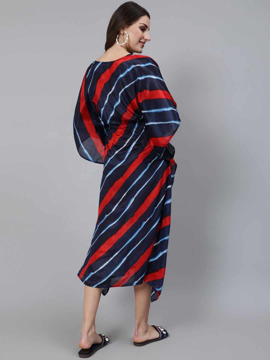 Women's Navy Blue Striped A-Line Dress