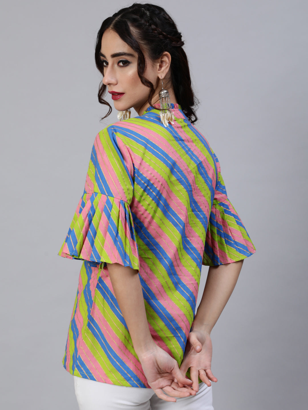 Women's Pink Leheriya Print Tunic
