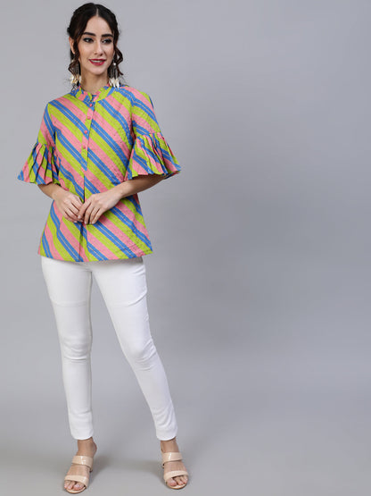 Women's Pink Leheriya Print Tunic
