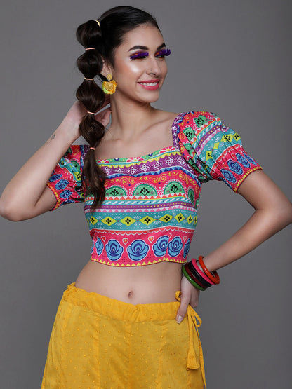 Women's Multicolor Floral Print Crop Top