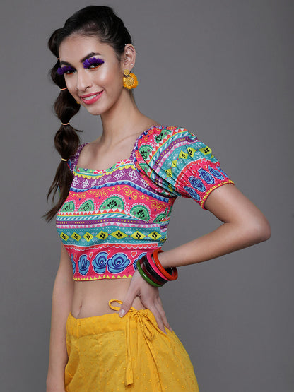 Women's Multicolor Floral Print Crop Top