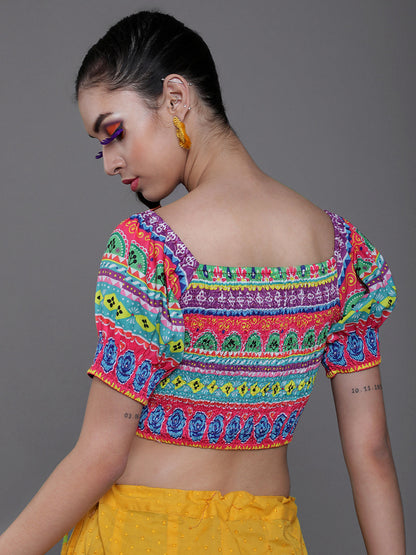 Women's Multicolor Floral Print Crop Top